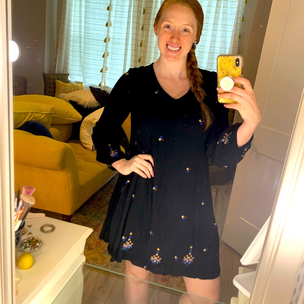Bohemian Black and Floral Dress